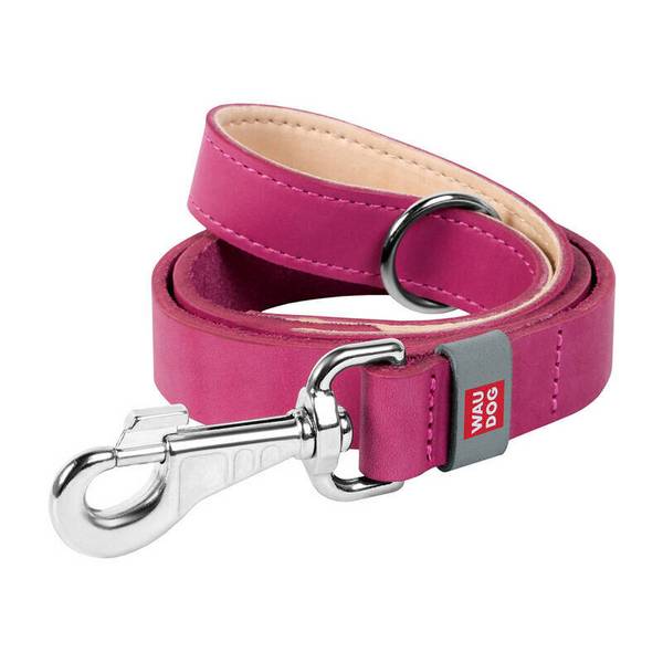 WAUDOG Naturleder Hundeleine 20 mm breit, 122 cm lang rosa