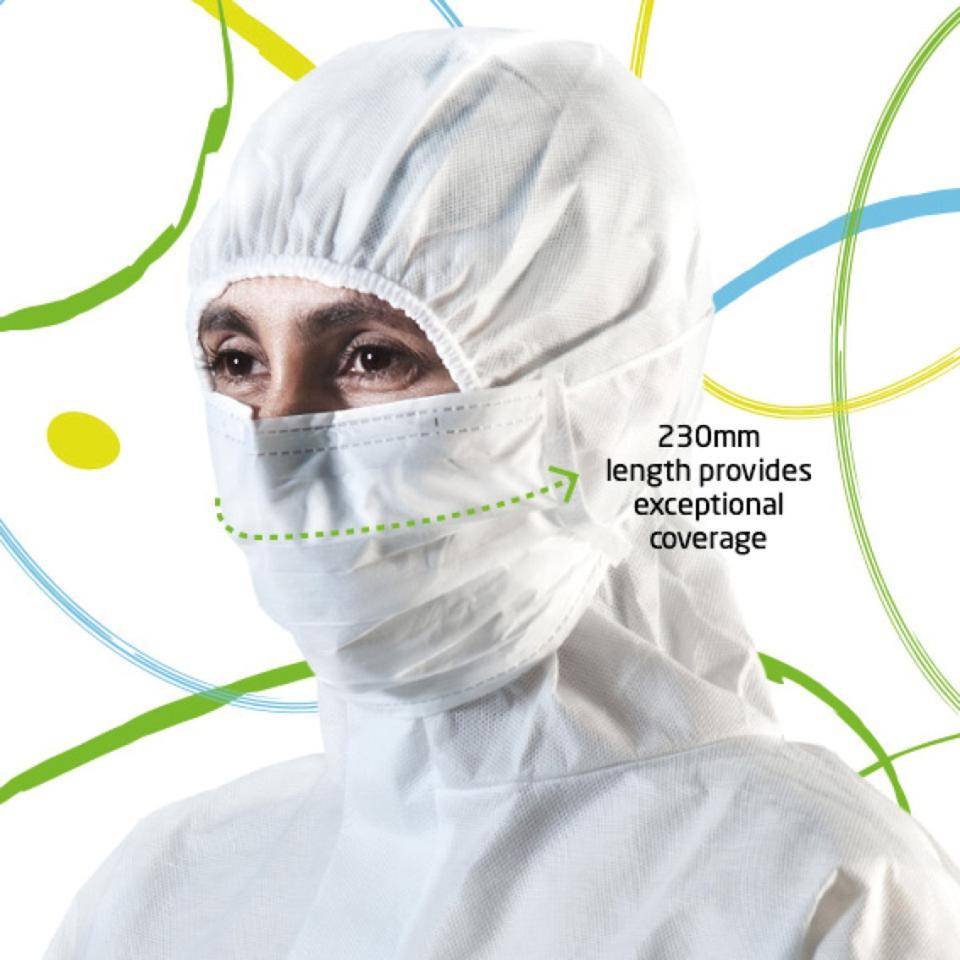 Isofield Reinraum-Gesichtsmaske Exa 230, steril, ISO4 GMP A/B, weiß, 50 ST/VE-1