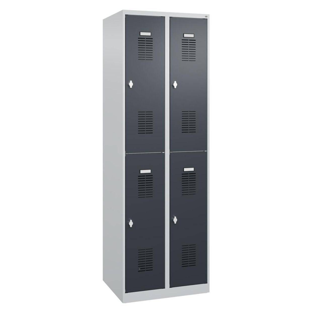 C+P Doppelstöckiger Spind Basis PLUS, 4 Fächer, Drehriegel, 1850x600x500mm, lichtgrau/anthrazit-3