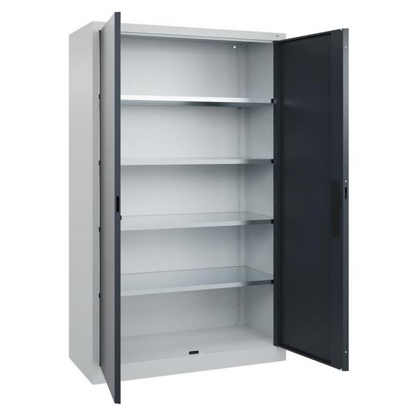 C+P Flügeltürenschrank Serie Acurado 89,  1950x1200x500mm, lichtgrau/anthrazitgrau