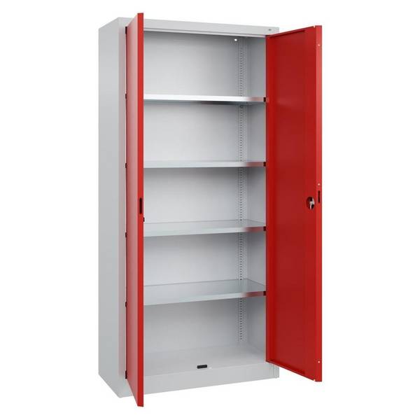 C+P Werkstattschrank Basis PLUS, 1950x930x400mm, lichtgrau/verkehrsrot