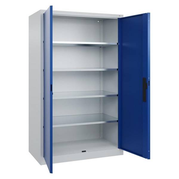 C+P Flügeltürenschrank Serie Acurado 89,  1950x1200x600mm, lichtgrau/enzianblau