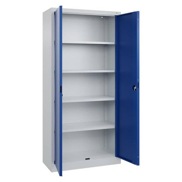 C+P Büro-Flügeltürenschrank Basis PLUS, 1950x930x400mm, lichtgrau/enzianblau