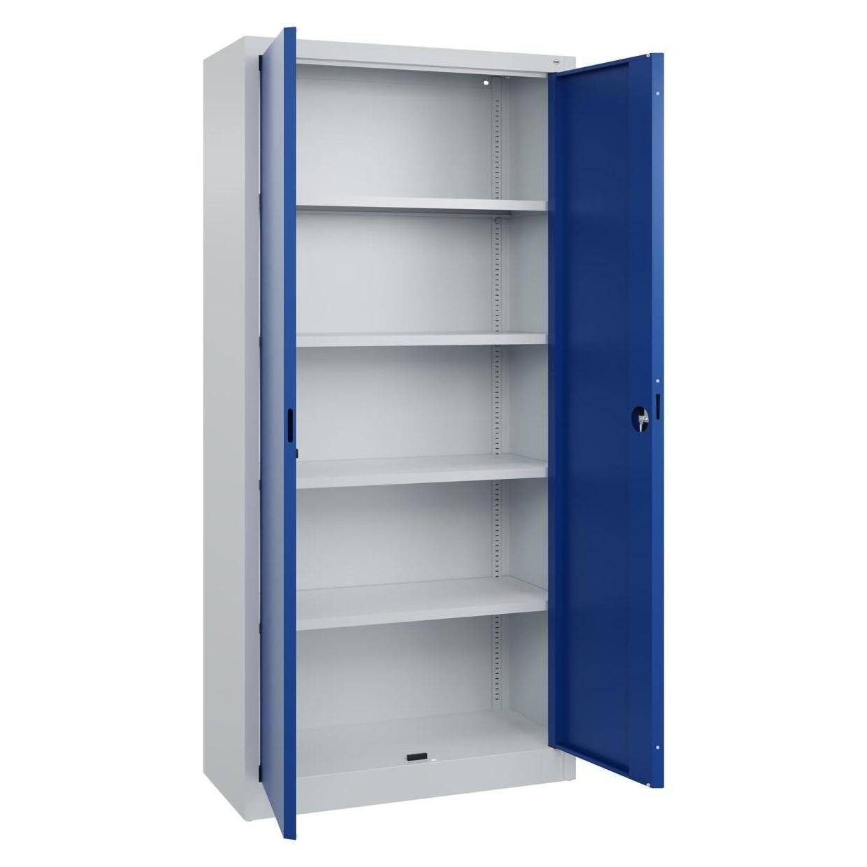 C+P Büro-Flügeltürenschrank Basis PLUS, 1950x930x400mm, lichtgrau/enzianblau-0