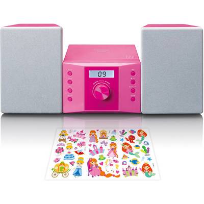 Stereo Microanlage CD FM Radio AUX-IN LCD Display und Sticker Rosa-0