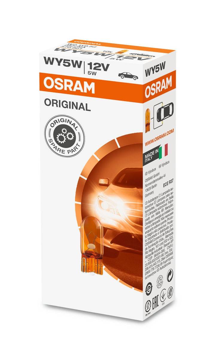 10 Glühlampen WY5W 12V mit Metallsockel OSRAM ORIGINAL LINE passend für PKW-0