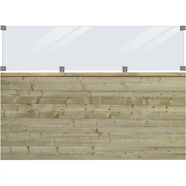 PLUS Plank Profilzaun mit Glas Holz BxH 1740 x 1250 mm natur. PLUS AS 84161149-0