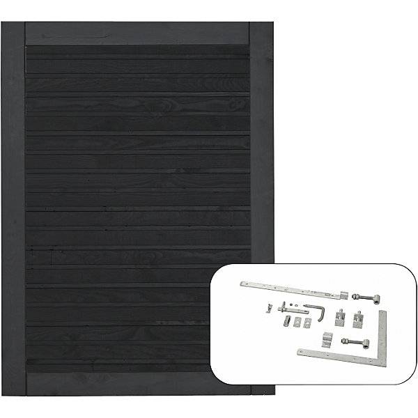 PLUS Plank Einzeltür inkl. Beschläge Holz BxH 1000 x 1250 mm schwarz. PLUS AS 84159949-0