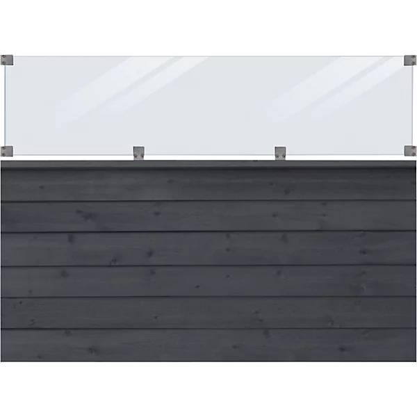 PLUS Klink Profilzaun mit Glas Holz BxH 1740 x 1250 mm schwarz. PLUS AS 84163149-0