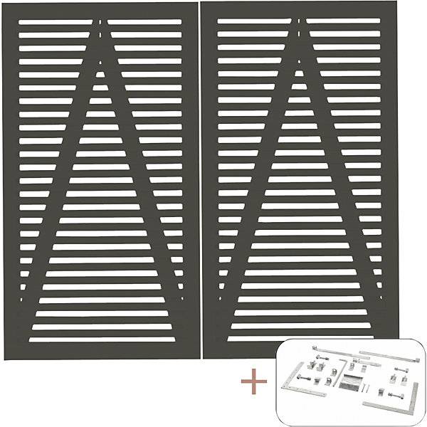 Tokyo Doppeltor inkl. Beschläge Holz BxH 2000 x 1800 mm umbragrau. PLUS AS 84155449