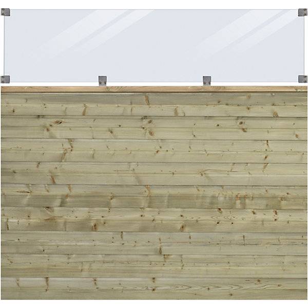 PLUS Plank Profilzaun mit Glas Holz BxH 1740 x 1630 mm natur. PLUS AS 84161049