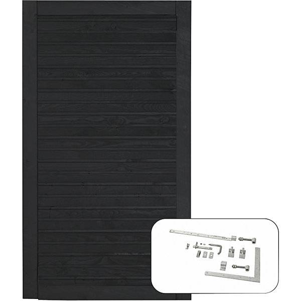 PLUS Plank Einzeltür inkl. Beschläge Holz BxH 1000 x 1630 mm schwarz. PLUS AS 84159649-0