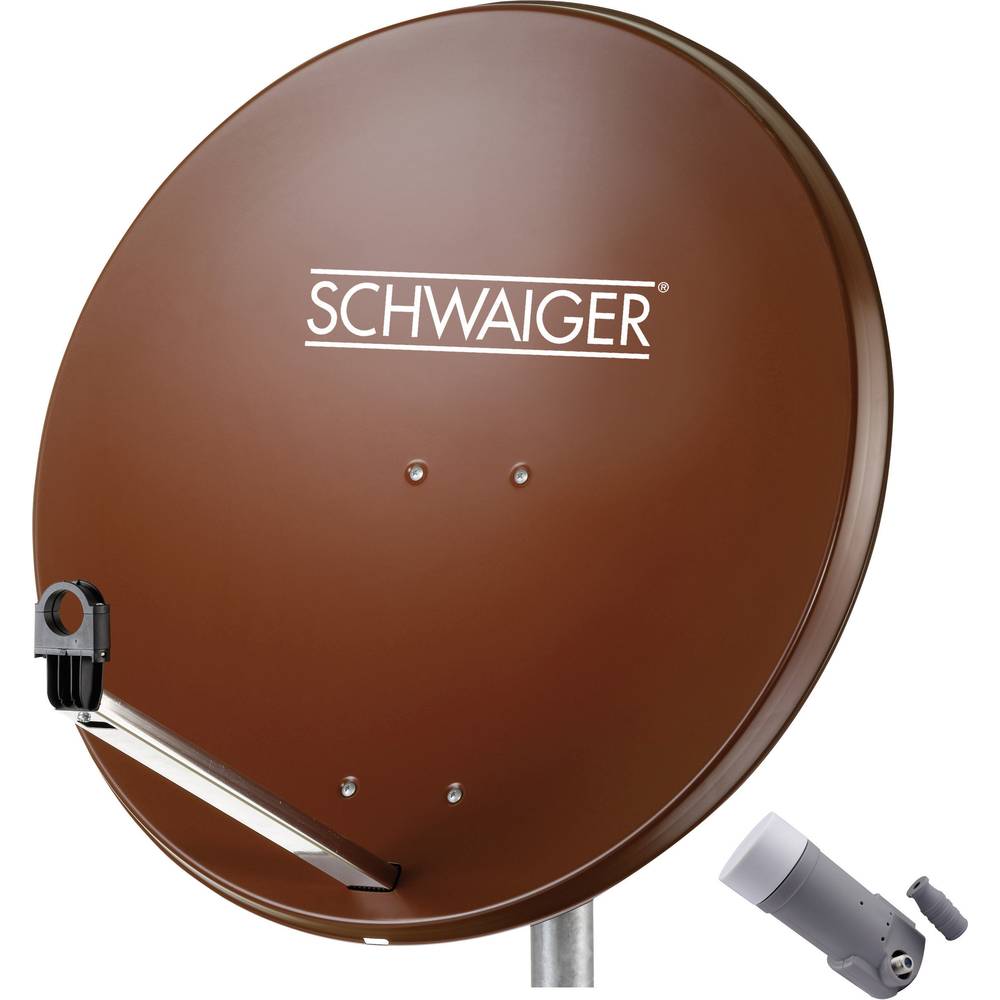 Schwaiger satellietinstallatie voor 1 satelliet satellietschotel 80 cm, steenrood, LNB 1 aansluiting
