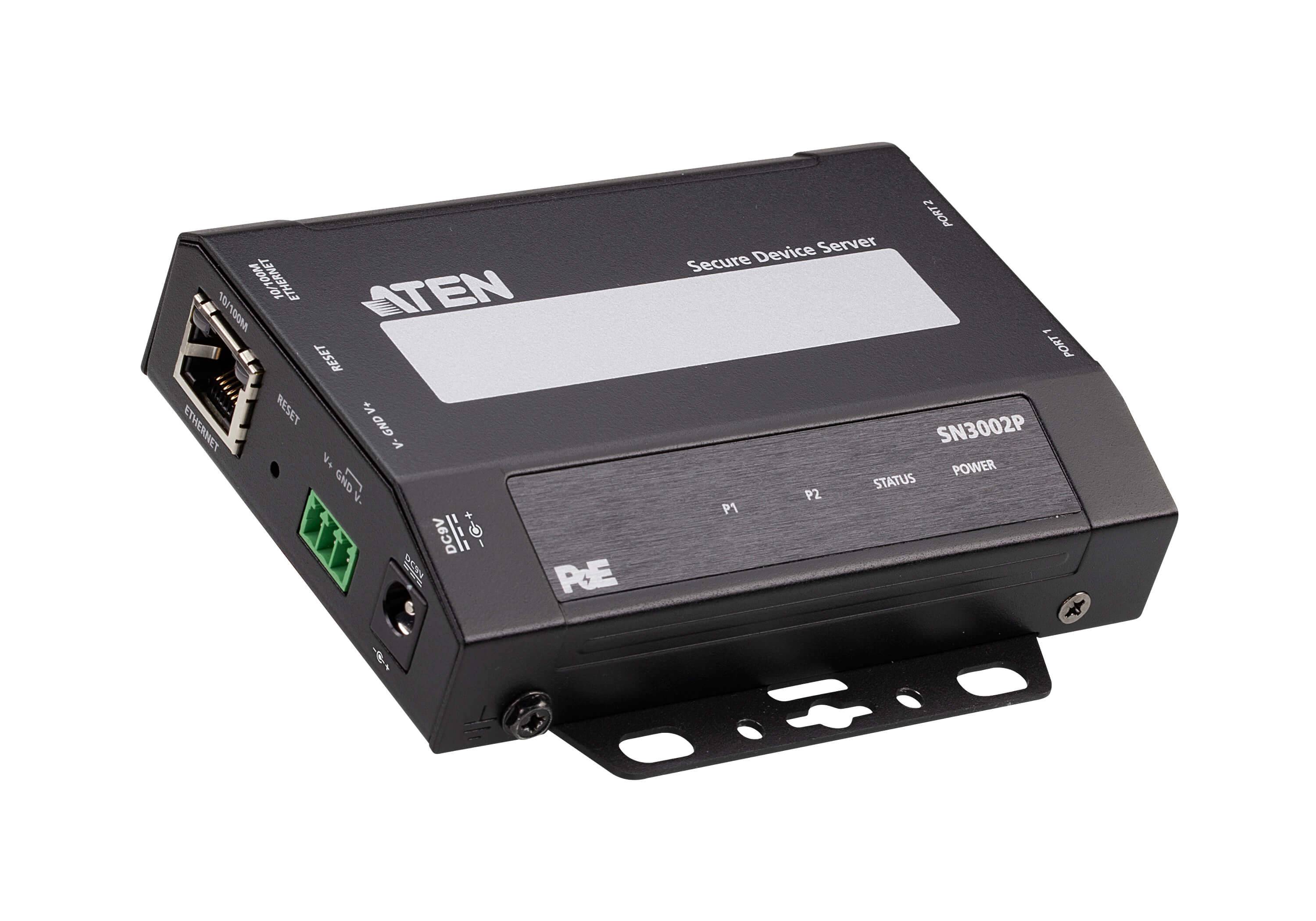 ATEN 2-Port RS-232 Sec Device Server over Ethernet Transmission PoE Power-4