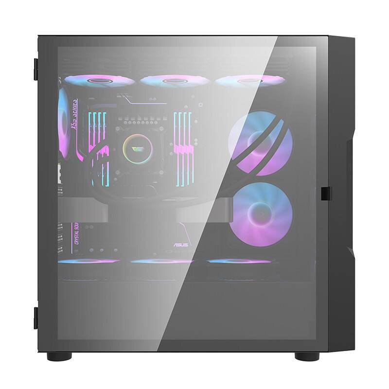 Darkflash DK431 Glas-Computergehäuse (schwarz) + 4 RGB-Lüfter-1