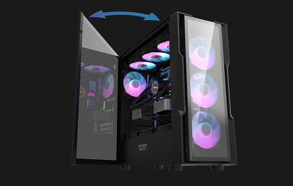 Preisbild für Darkflash DK431 Glas-Computergehäuse (schwarz) + 4 RGB-Lüfter