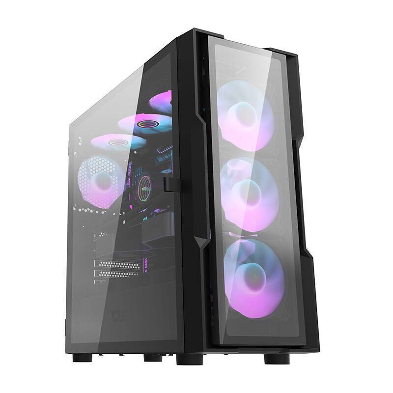Darkflash DK431 Glas-Computergehäuse (schwarz) + 4 RGB-Lüfter-0