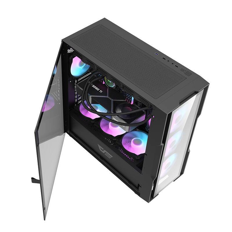 Symbolbild für Darkflash DK431 Glas-Computergehäuse (schwarz) + 4 RGB-Lüfter