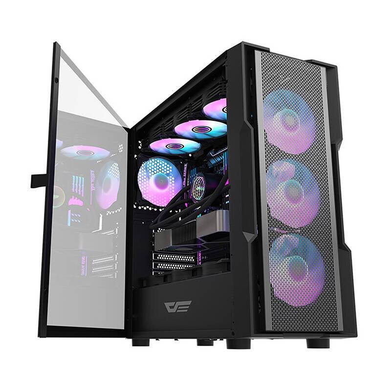 Darkflash DK431 Mesh Computergehäuse (schwarz) + 4 ARGB Lüfter-2