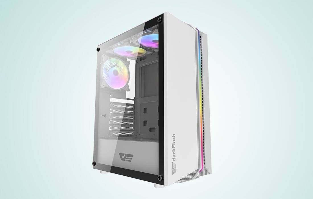 Preisbild für DARKFLASH - DK151 white - Darkflash DK151 LED-Computergehäuse (weiß) + 3 RGB-Lüfter