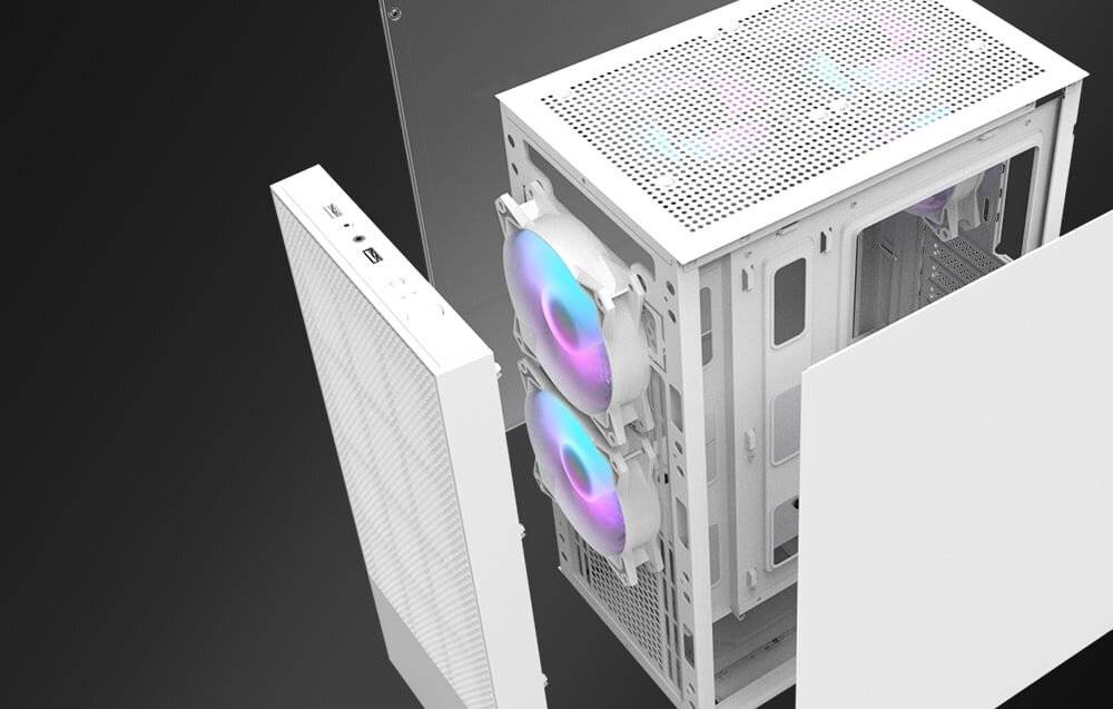 DARKFLASH - A290 white - Darkflash A290 Computergehäuse (weiß) + 3 RGB-Lüfter-3