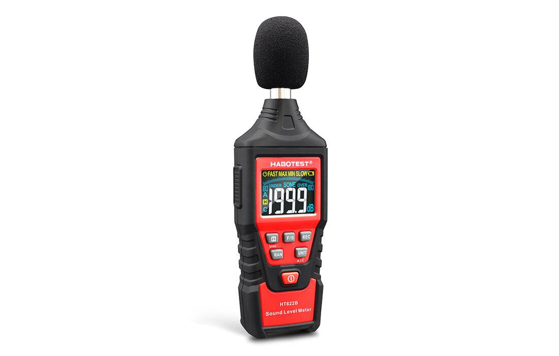 Habotest HT622B Digitales Schallpegelmessgerät, 30-130 dB, USB-Anschluss, Farbdisplay-2