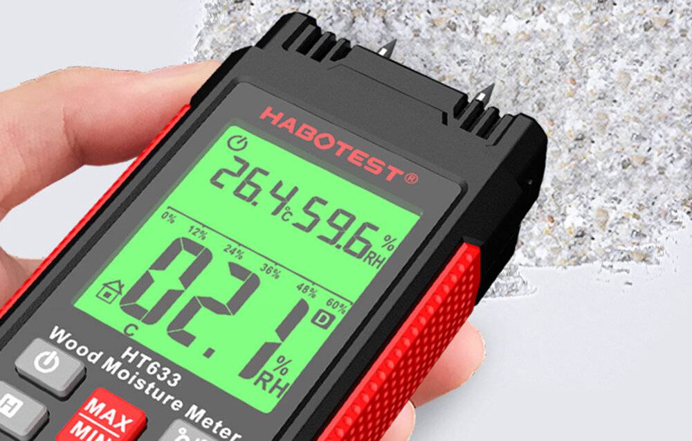 Holzfeuchtemessgerät Habotest HT633 für Holz, Beton und Putz, 0,0 % - 57,0 % Feuchte-1