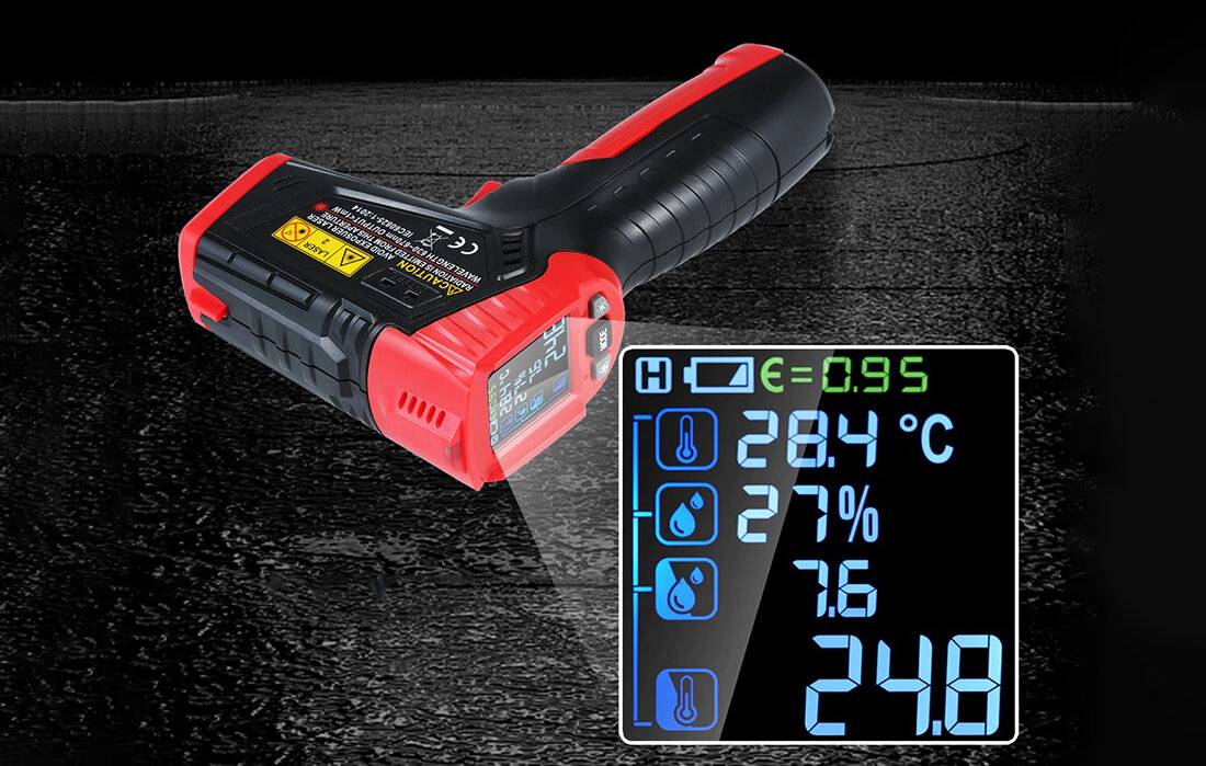 Preisbild für Habotest - HT651D - Digitales Laser-Pyrometer Habotest HT651D, Feuchtigkeitsmesser