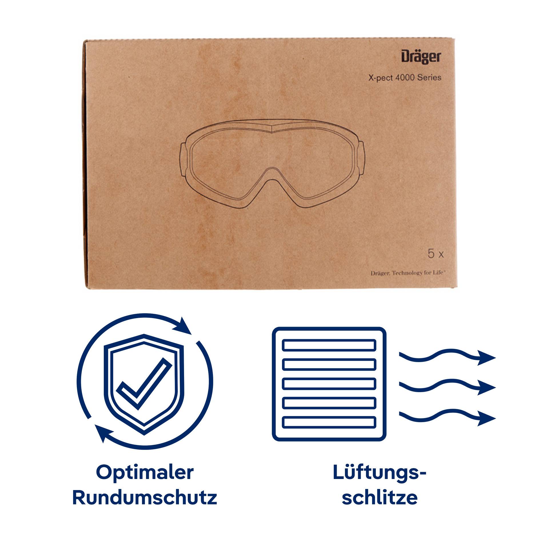 Dräger Schutzbrille Sicherheitsbrille X-pect 4200 klar Anti-Kratz u. Anti Fog beschichtet-1
