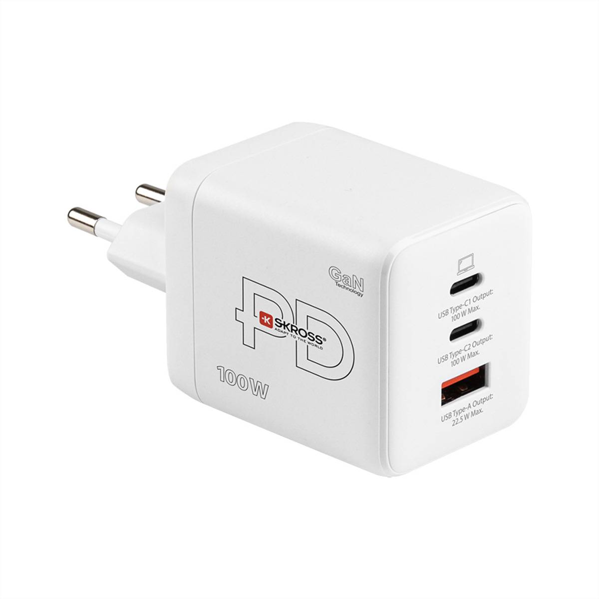 Skross Power Charger Combo+, 2x USB-C, 1x USB-A, GaN, 100W-0