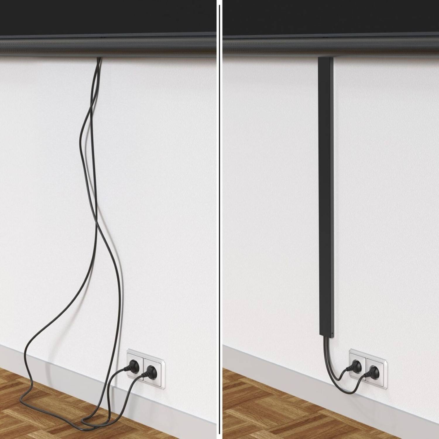 Magnetischer Kabelkanal 55cm Metall Schwarz-3