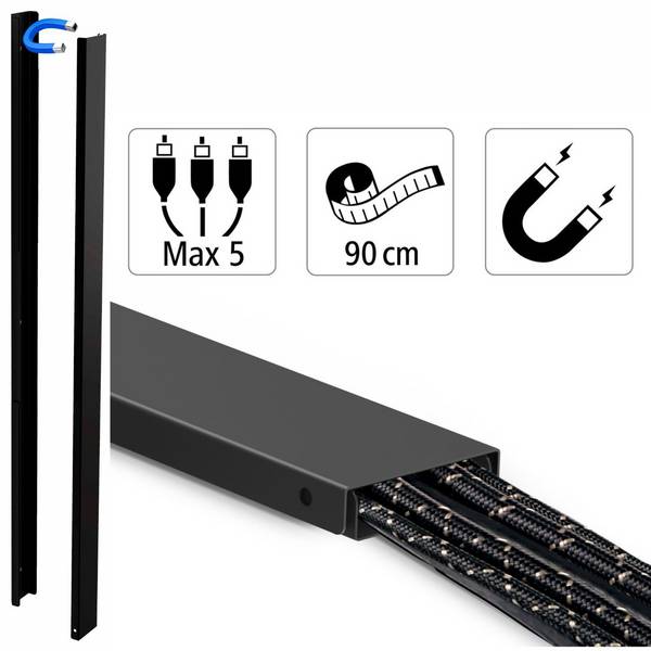 Magnetischer Kabelkanal 90cm Metall Schwarz