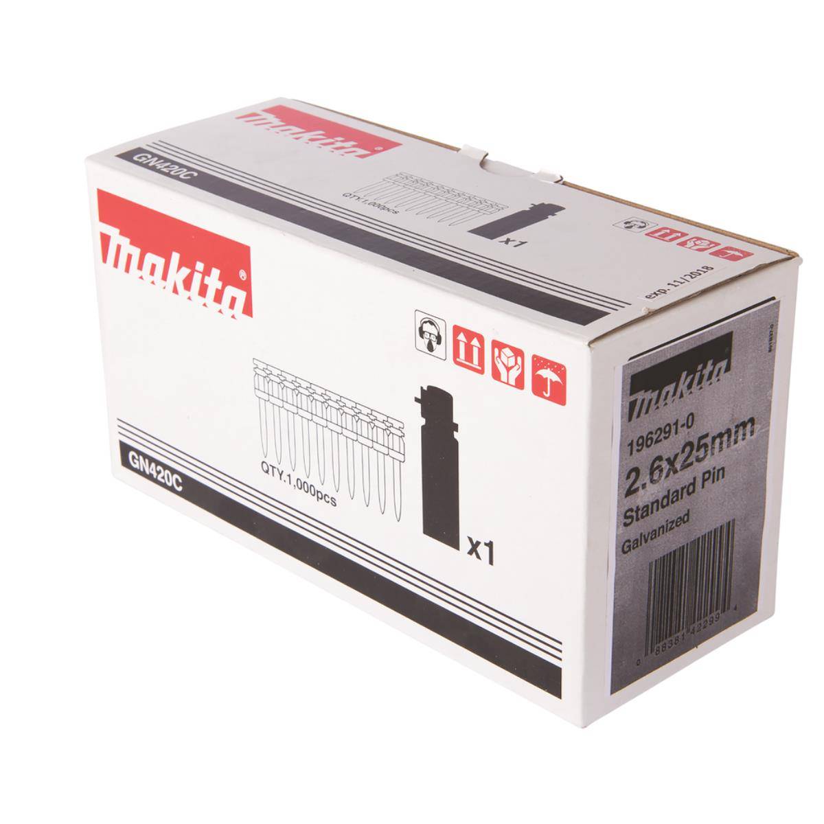 Makita Betonnägel 2,6 x 25 mm, 1.000 Stk. mit Gaskartusche Beton • 2,6 x 25 mm • 1.000 Stk.-1