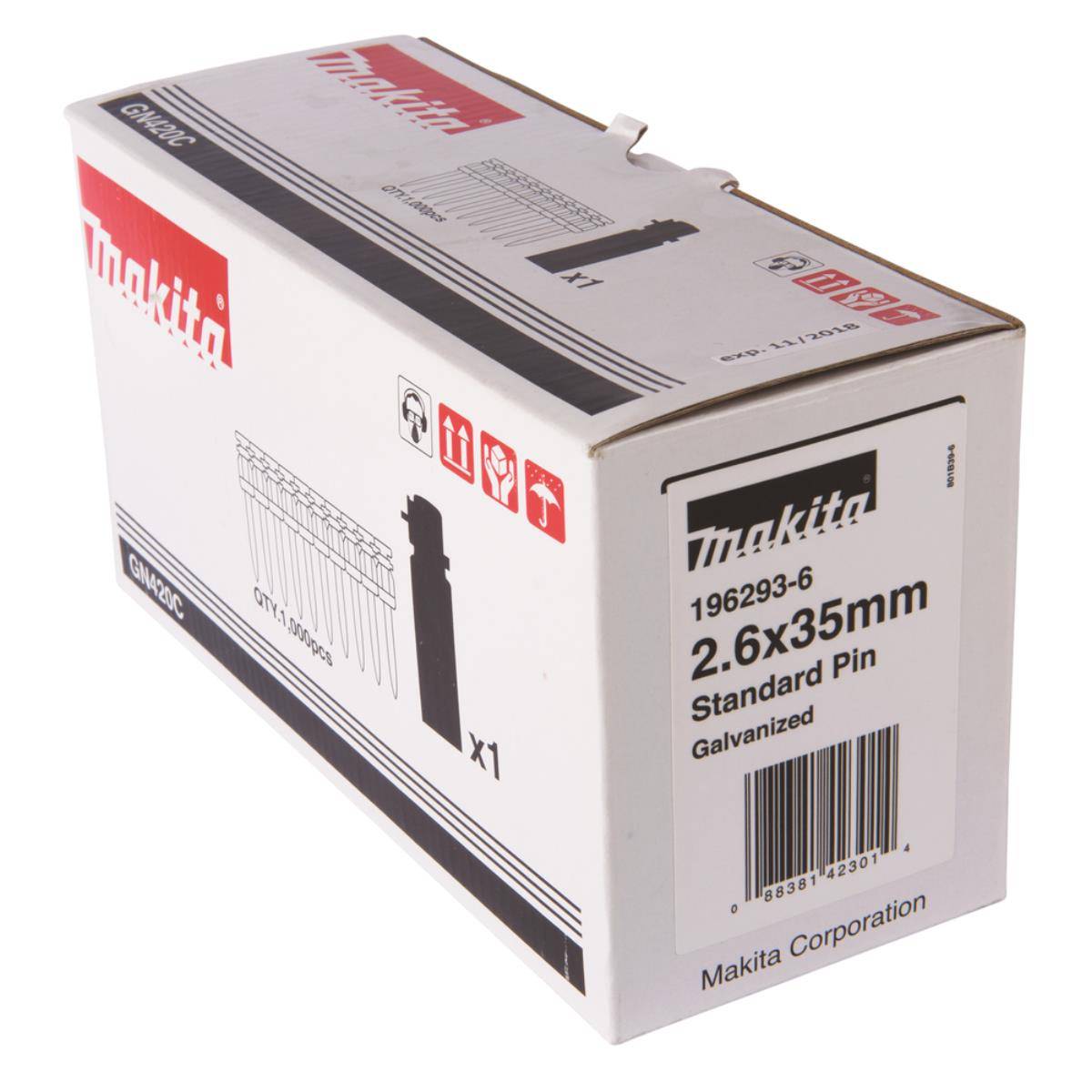 Makita Betonnägel 2,6 x 35 mm, 1.000 Stk. mit Gaskartusche Beton • 2,6 x 35 mm • 1.000 Stk.-1