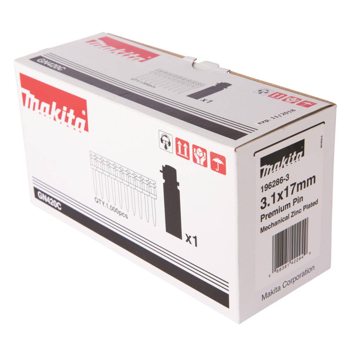 Makita Betonnägel 3,1 x 17 mm, 1.000 Stk. mit Gaskartusche Beton • 3,1 x 17 mm • 1.000 Stk.-1