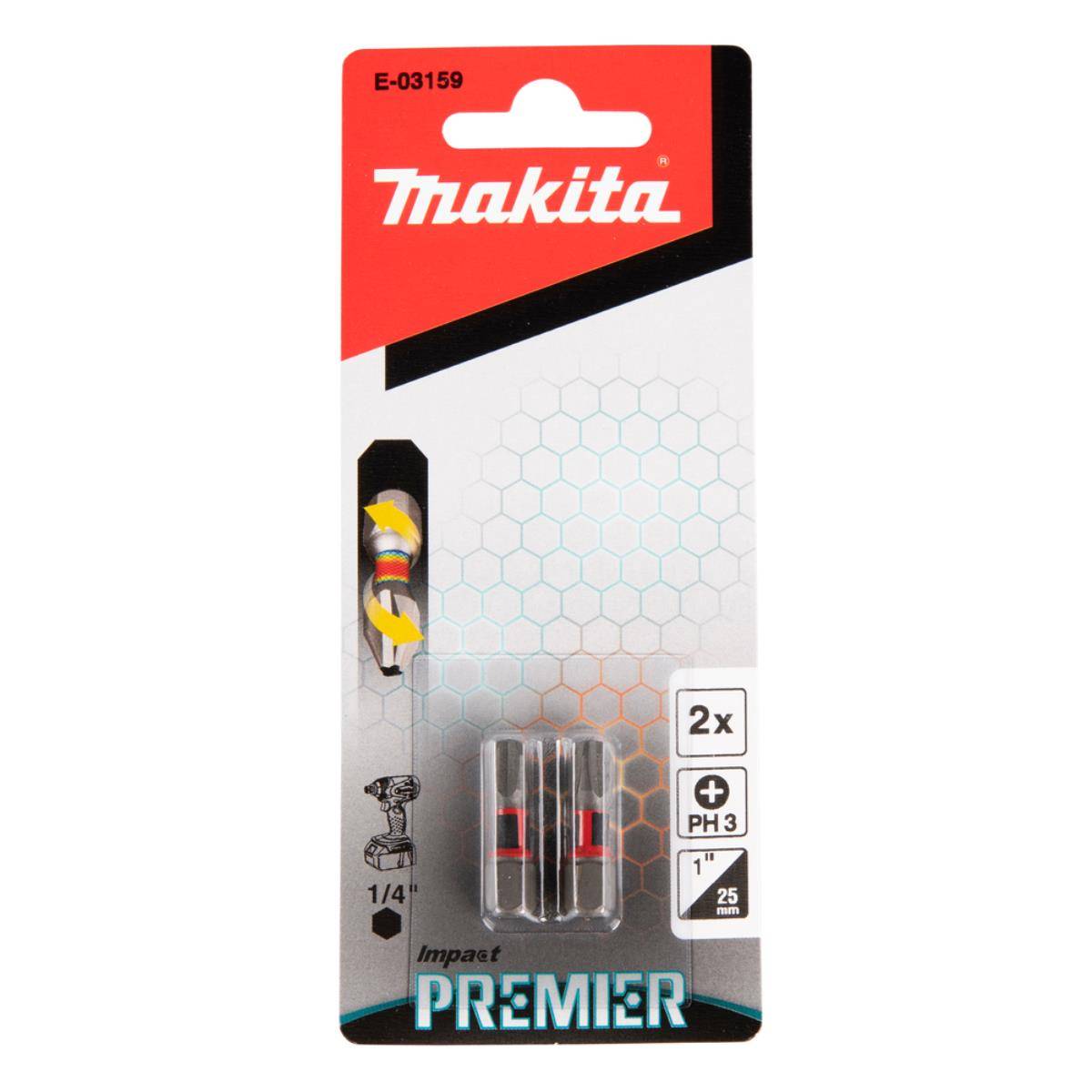 Makita Impact Premier Bits PH3 25 mm PH3 • 25 mm • 1/4" • 2 Stk.-2