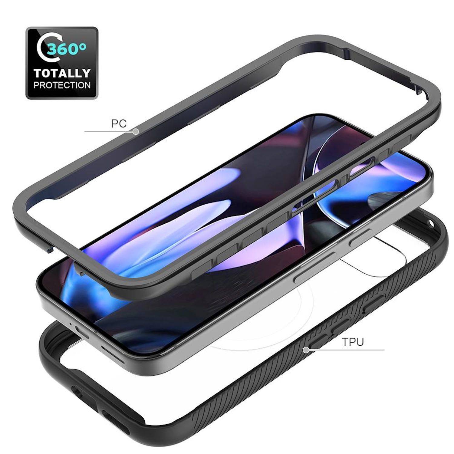 Für Google Pixel 9a Starry Sky Solid Series MagSafe PC TPU Hülle Bumper Schwarz-2