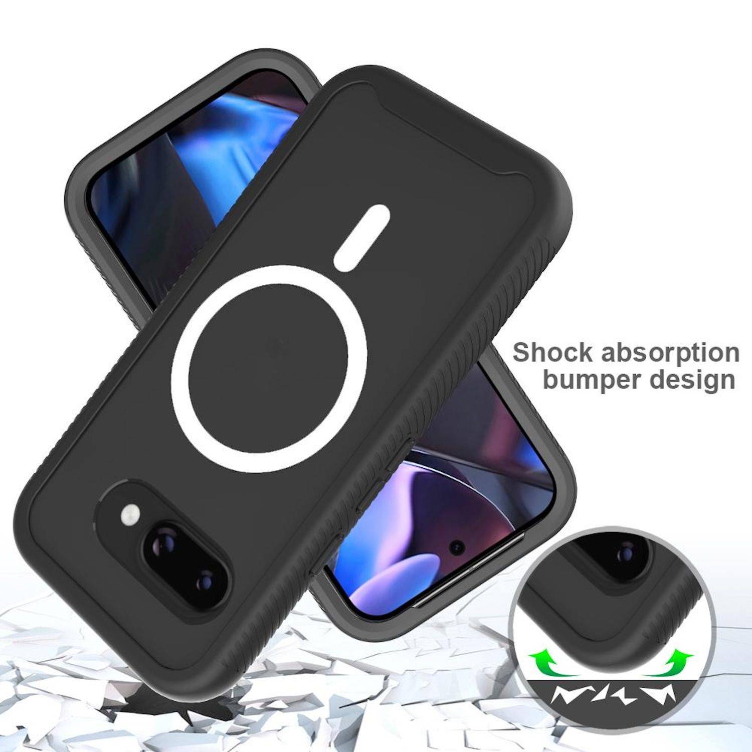 Für Google Pixel 9a Starry Sky Solid Series MagSafe PC TPU Hülle Bumper Schwarz-4