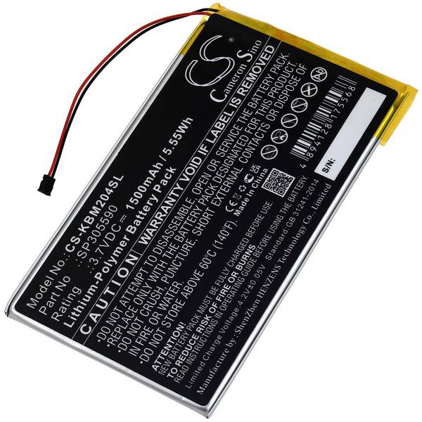 Akku passend für E-Book Reader Kobo Aura HD N204-KBO-B Typ SP305590, 3,7V, Li-Polymer
