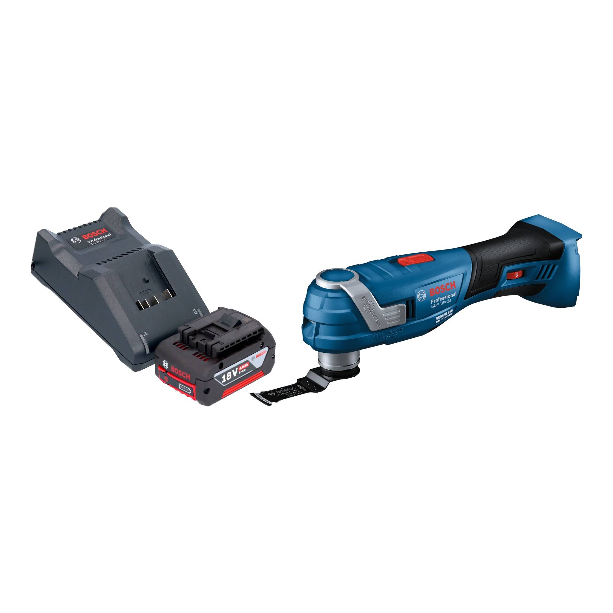 Bosch GOP 18V-34 Professional Akku Multi Cutter 18 V Starlock Plus + 1x Akku 4,0 Ah + Ladegerät-0