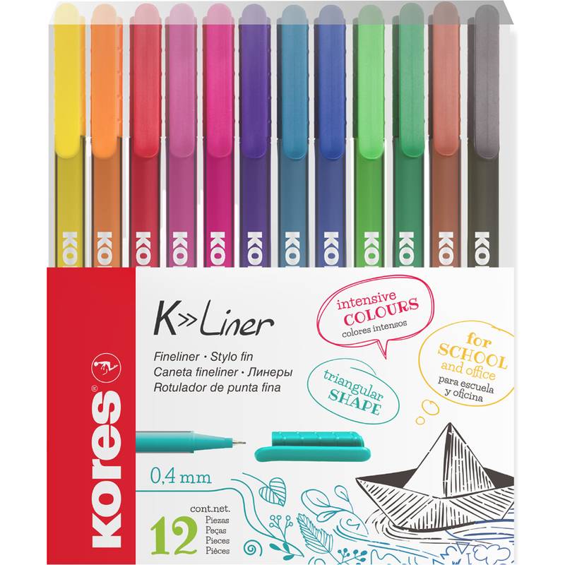 Kores Fineliner "K-Liner", Strichstärke: 0,4 mm, 12er Etui-0