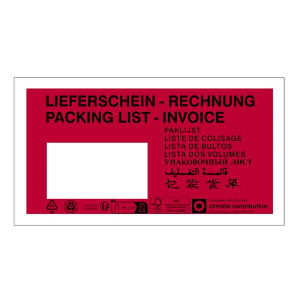 RAJAPACK Lieferscheintaschen bedruckt, 90% recycelt DIN lang