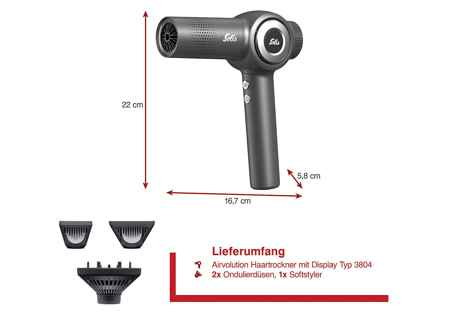 Solis Airvolution Haartrockner mit Ionen-Technologie, Haartrockner mit Diffusor und-2
