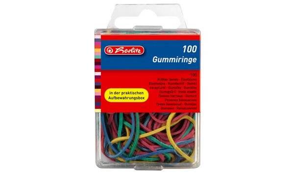 herlitz herlitz Gummiringe, farbig sortiert, Gröáen-Mix - 8770000 - 1 Stück
