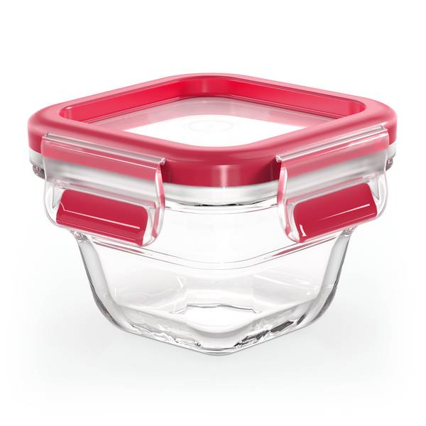 Emsa N10413 Clip & Close Glas Frischhaltedose quadratisch | 0,18 L | stapelbar | gefrierfest |