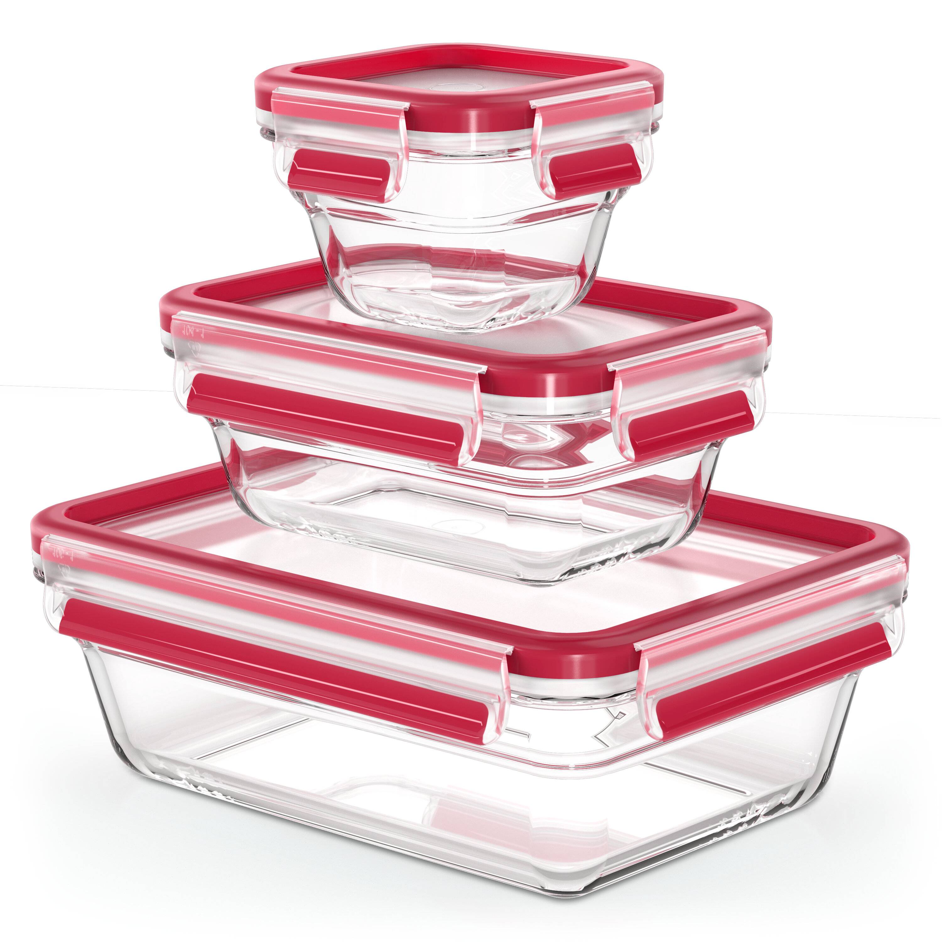 Emsa N10508 Clip & Close Glas Frischhaltedosen-Set 3-teilig | 0,18/0,45/1,3 L | stapelbar |-0