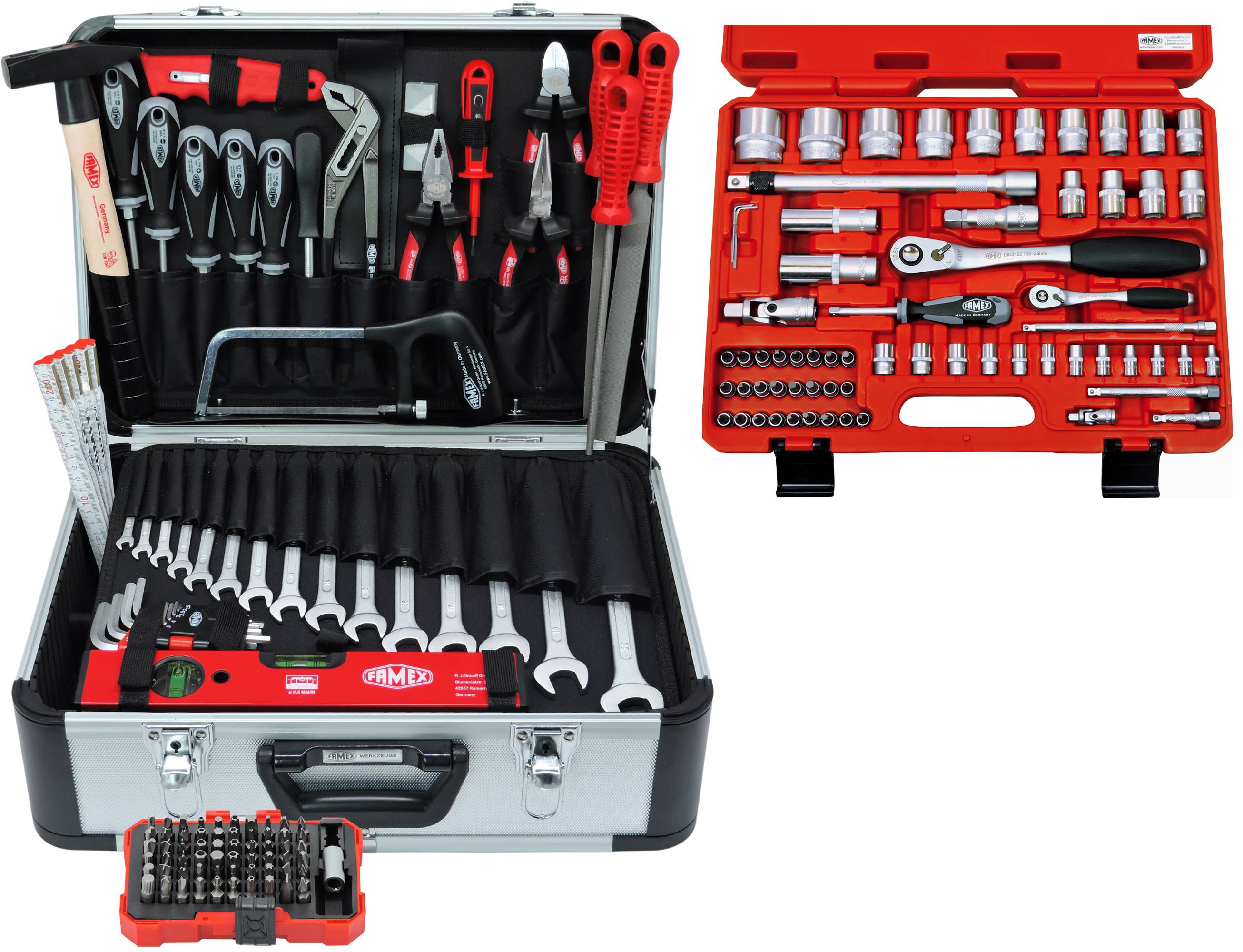 FAMEX 729-17 Werkzeugkoffer PROFESSIONAL, 175-tlg., Komplett Set mit Werkzeug Satz und Steckschlüsselsatz-0