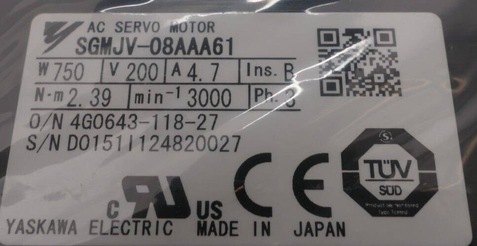 Yaskawa Electric AC Servo Motor 4G0643-118 | SGMJV-08AAA61-2