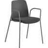 Stuhl Helmer Sitz gepolstert Lehne Kunststoff VE 4 Stk Sitz dunkelgrau/schwarz Gestell silber mit Armlehnen.