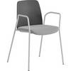 Stuhl Helmer Sitz gepolstert Lehne Kunststoff VE 4 Stk Sitz dunkelgrau/hellgrau Gestell weiß mit Armlehnen.